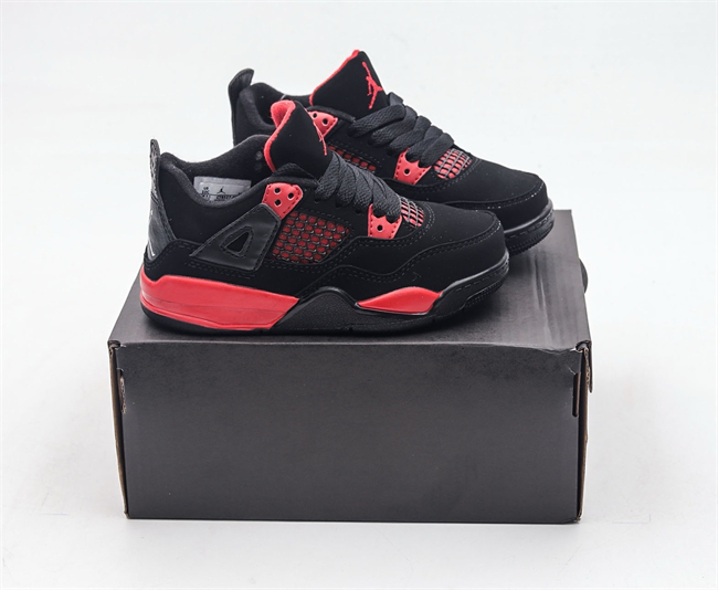 Youth Running weapon Super Quality Air Jordan 4 Black/Red Shoes 034